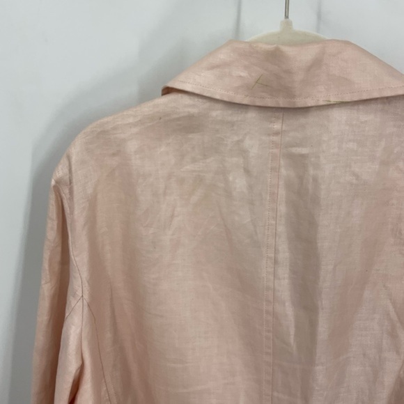 Chicos 100% linen ruffle front button down jacket with pockets 3/L - Picture 6 of 14